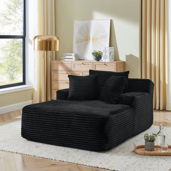 65" Compressed Single Sofa Couch, Sillones Para Domitorio Single Sofa with One-Piece Foam, Butacas Para Sala Sofa with Easy Entry for Indoor Living Rooms, Black