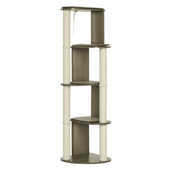 65" Corner Cat Tree, Tall Cat Tower for Climbing, Multilevel Kitten Tower with Scratching Posts, Cream White