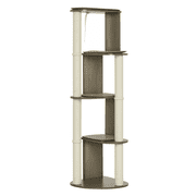 65" Corner Cat Tree Tower, Large Kitten Climbing Tower with Scratching Posts, Cream White