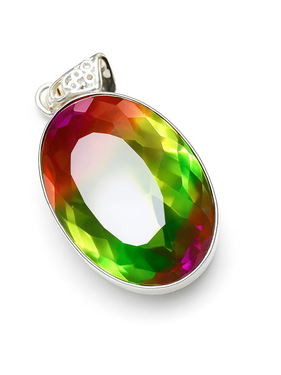 65 Ct Lab-Grown Bi-Color Tourmaline Pendant | A+ CERTIFIED Oval Cut Gemstone