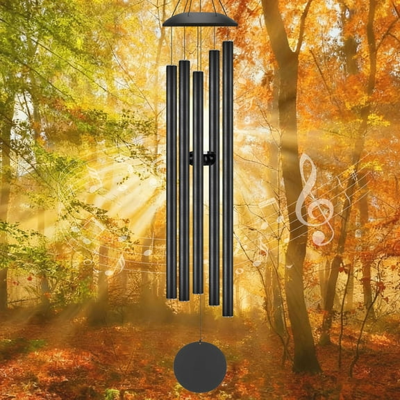 65" Extra Large Wind Chimes with Deep Tone Sound, Coolest Metal Windchimes Outdoors with Pine Wood Striker, Unique Gift for Mom, Garden Decoration(Black)