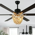 thumbnail image 1 of Cusp Barn 65" Farmhouse Wood Bead Reversible Ceiling Fan with Lights and Remote Control, DC Motor 6 Speeds Ceiling Fan, 1 of 12