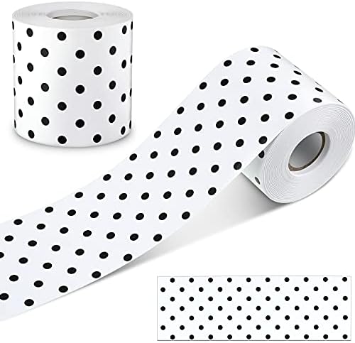 65 Feet Bulletin Board Borders Black and White Polka Dots Striped Grid ...