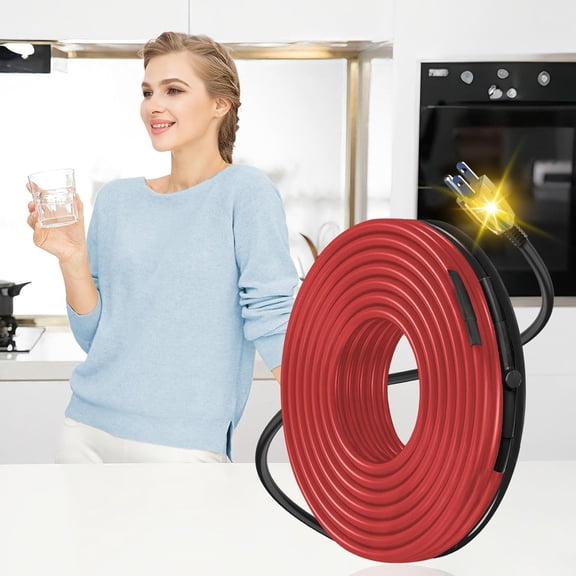 65 Feet Heating Tape for Pipe Freeze Protection with Build in Thermostat, 120 V Electric Pipe Protection from Freeze with Thermostat, 7 W/Ft, Heat Trace for Water Pipes