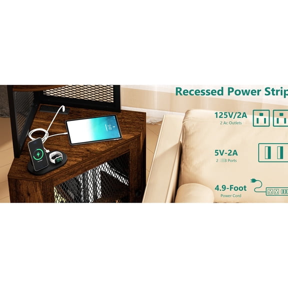 65" Freestanding Corner Shelf with 2 USB Ports and Wine Glass Rack / Functional Storage for Balcony