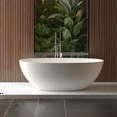 thumbnail image 1 of 65" Freestanding Solid Surface Bathtub, Luxury Handcrafted Stone Resin Freestanding Soaking Bathtub with Overflow and Pop-up Drain, Matte White 24S06-65MW, 1 of 17