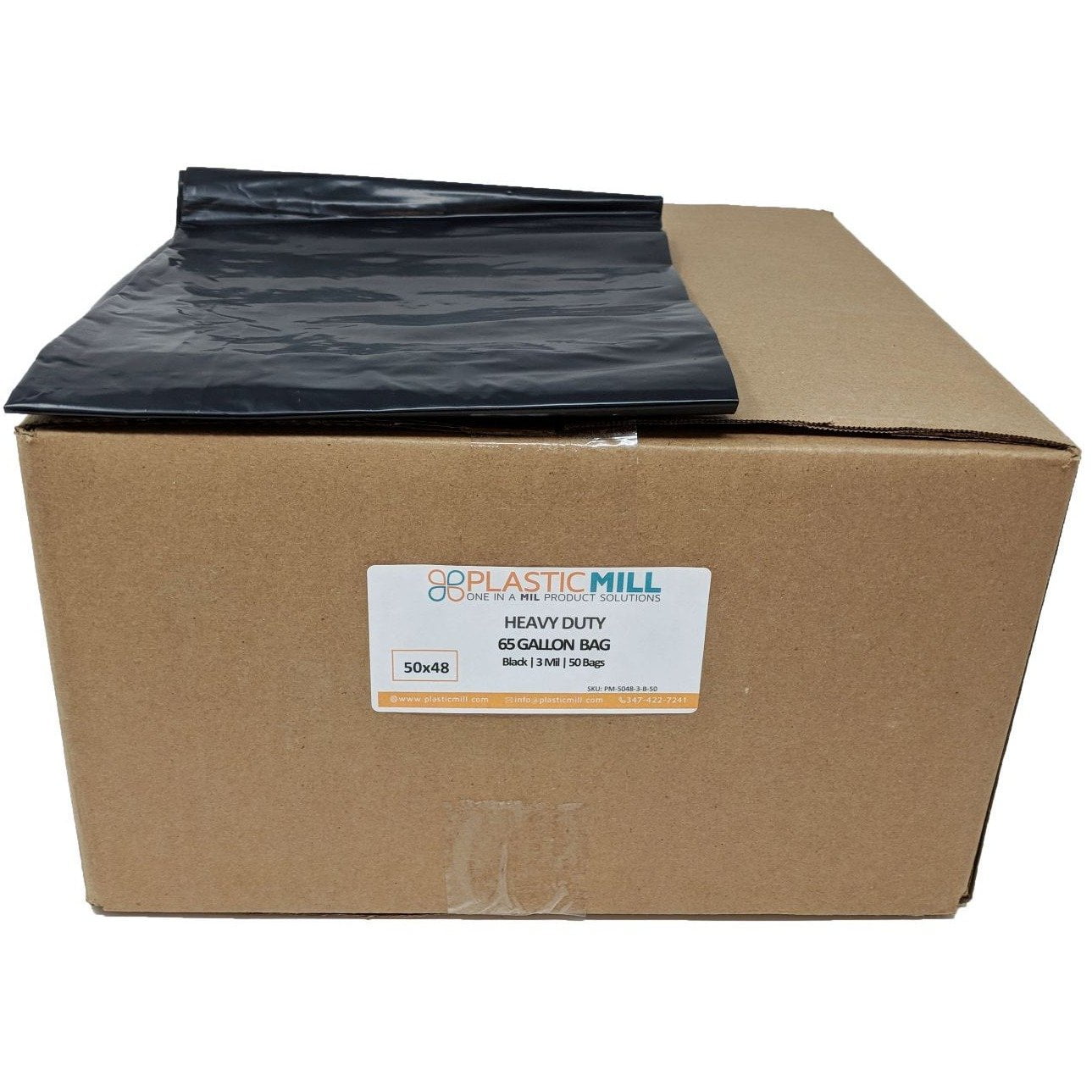 "65 Gallon, Black, 3 Mil, 50x48, 30 Bags/Case, Ultra Heavy Duty, Garbage Bags / Trash Can Liners / Contractor Bags."