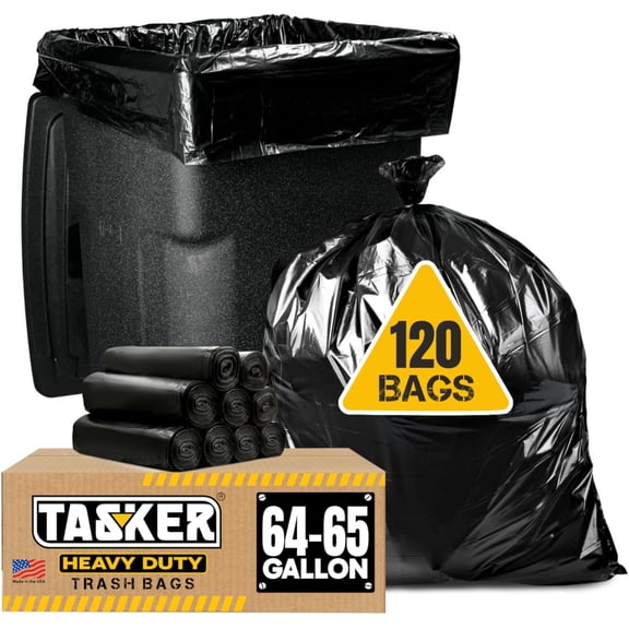65 Gallon Heavy Duty Trash Bags 120 Count Extra Large Liners for Toter Trash Cans
