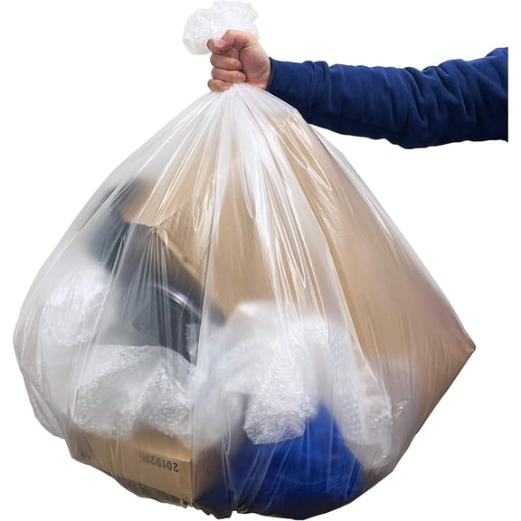 65 Gallon Trash Bags | 120 Count |  Heavy Duty | Bulk | Clear Multi-Use Garbage Bags