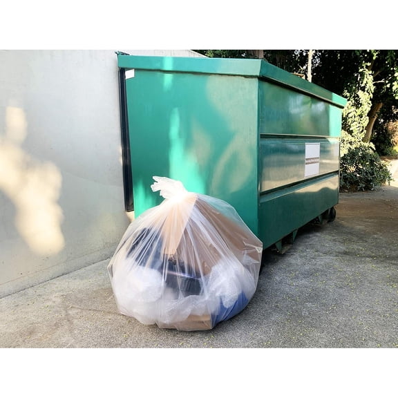 65 Gallon Trash Bags | 120 Count |  Heavy Duty | Bulk | Clear Multi-Use Garbage Bags