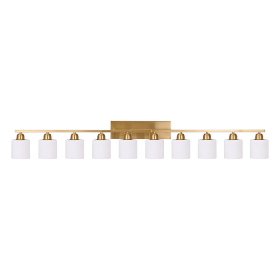 65" Gold Modern Bathroom Vanity Light Fixture - 10-Light Wall Sconce with Milky White Glass Shades for Mirror, Bedroom & Living Room (Bulbs Not Included)