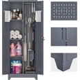 thumbnail image 1 of 65" H Metal Garage Storage Cabinet,Broom Closet Storage Cabinet with Adjust Shelves,Utility Cabinet,Utility Closet for Garage,Gray, 1 of 9