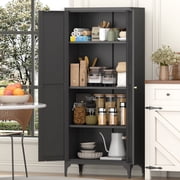65"H Metal Storage Cabinet Kitchen Pantry Cabinet With Adjustable Shelves for Kitchen,Living Room,Dining Room,Office,Black