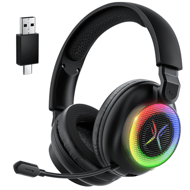 VEATOOL Wireless Gaming Headset for PS5 PS4,Lossless Audio USB & Type-C Ultra Stable Gaming Headphone Headphones with Noise Cancelling Mic,16+ Hrs & Memory Foam Gamer Headsets for Switch, Laptop, Mac