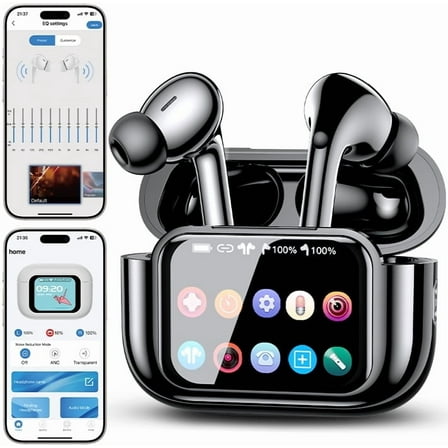 VEAT00L Wireless Earbuds Bluetooth Headphones, Ear Buds with Touch Screen, ANC ENC Noise Cancelling Transparency Mode, 58H Stereo Deep Bass, IPX7 Waterproof, Clear Calls, 7 EQ for iOS Android (Black)