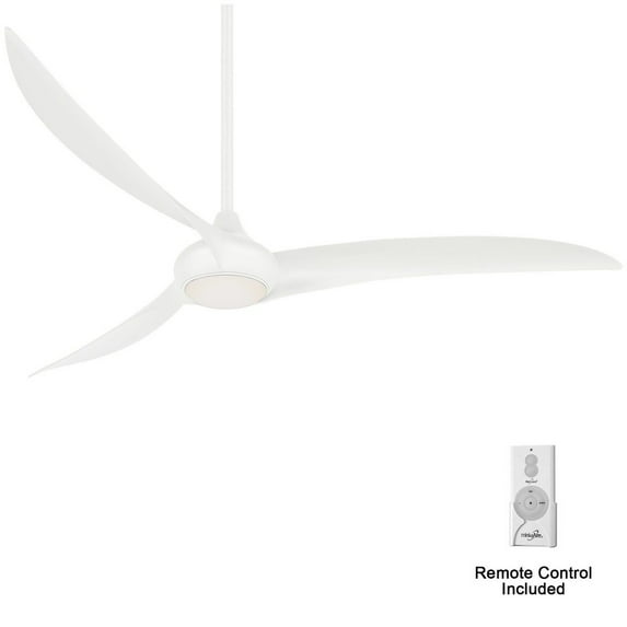 65 Inch 3 Blade Ceiling Fan With Light Kit-White Finish-White Blade Color Minka Aire Fans F848-Wh
