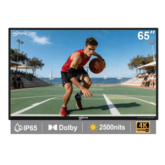 65 Inch 4K Outdoor Google Smart TV, 2500nits High Brightness Outdoor TVs, IP65 Waterproof TV, Voice Assistant Remote, Compatible with Dolby, Wide Viewing Angle Smart TV