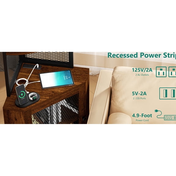65-Inch Corner Shelf with Wine Glass Rack and Charging Station for Balcony and Living Room Keeps Wires Tidy