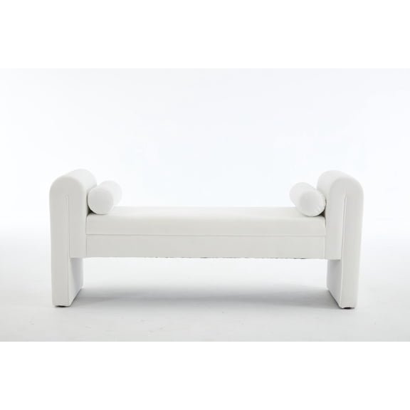 65 Inch Extra Long Entryway Storage Bench Modern Minimalist Hall Tree Multi Purpose Seat For Mudroom Bedroom Living Room（White）
