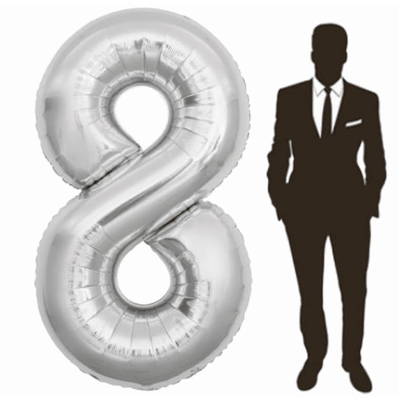 65 Inch Giant Silver Foil Number Balloon,Old Children's Birthday Party Helium Balloon Wedding And Celebration Themed Party Decoration Supplies
