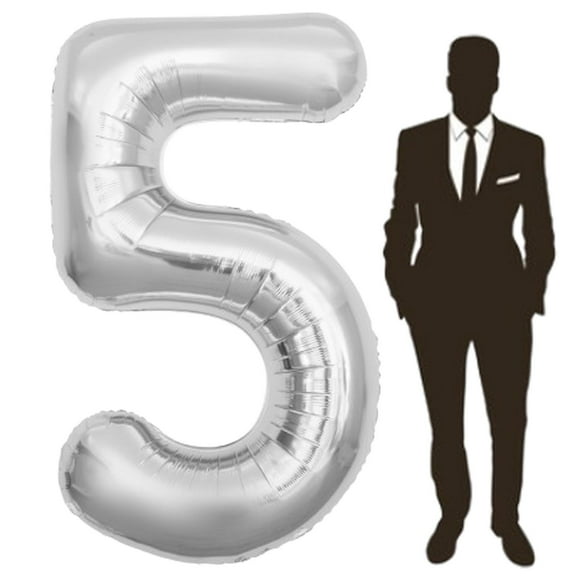 65 Inch Giant Silver Foil Number Balloon,Old Children's Birthday Party Helium Balloon Wedding And Celebration Themed Party Decoration Supplies
