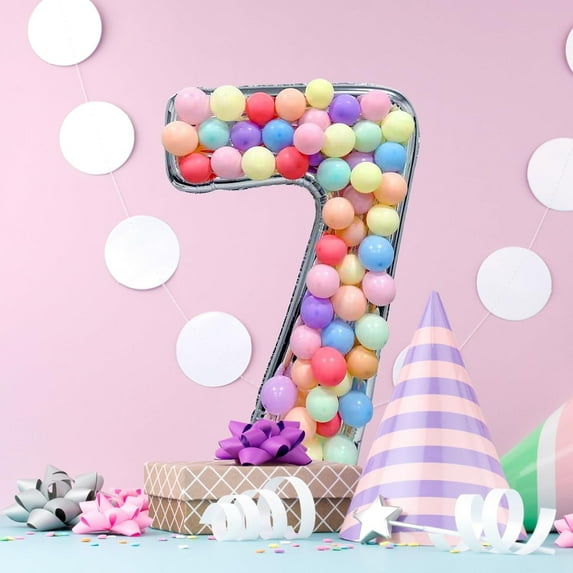 65 Inch Inflatable Number Balloons, Inflatable Number Balloons and 100 Macaron Color Balloons Set, Perfect for Birthday, Anniversary, Wedding, Baby Shower