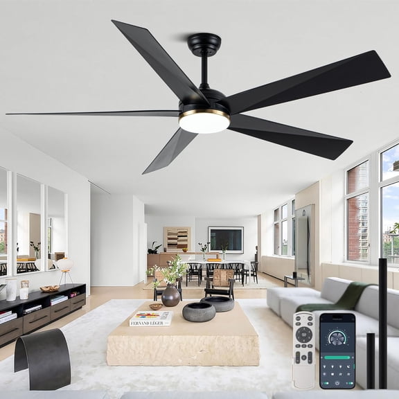 65 Inch Large Ceiling Fan with Light and Remote,LED Dimmable Ceiling Fan,6 Speed,Reversible Whisper Quiet DC Motor for Farmhouse Patio Living Room Bedroom Indoor/Outdoor