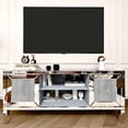 thumbnail image 1 of 65-Inch Mirrored TV Stand with Crushed Diamond Glass Doors - Modern Entertainment Center for Living Room, Adjustable Storage Console Table, 1 of 9