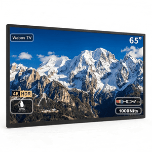 Fantasyview 65 Inch Outdoor TV, 4K UHD, 1000-Nit High Brightness, IP65 Weatherproof Smart TV, HDR10, Dolby Compatible Audio