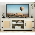 thumbnail image 1 of 65-Inch Width & Ample Space - White TV Console with Rattan Doors, 1 of 6