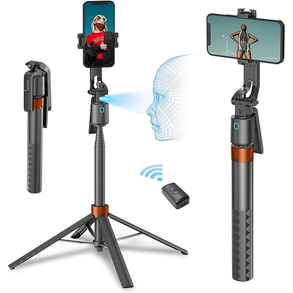 65 Inches Auto Face Tracking Phone Holder, 360 Rotation Phone Tripod with Wireless Remote And Phone Holder, Selfie Stick Tripod for iPhone, Android Phone, Applied to YouTube, Vlog/TIK Tok