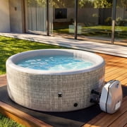 65 Inflatable Hot Tub, Segmart 3 to 5 Person Outdoor Hot Tub, Round Portable Home Spa with 100 Soothing AirJets, Lockable Cover, and Storage Bag, Max. 104 F