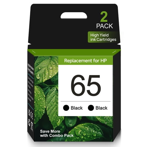 65 Ink Cartridges for Ink HP 65 Ink Cartridge Black Combo Printers Compatible for HP Printer Ink 65 (2 Black)