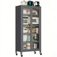 thumbnail image 1 of 65" Kitchen Pantry Storage Cabinet, 6 Tier Metal Display Storage Cabinet with Transparent Door, Adjustable Shelves & Wheels, Food Pantries Cabinets, for Kitchen, and Living Room, 1 of 8