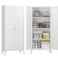 thumbnail image 1 of 65" Kitchen Pantry Storage Cabinets with 2 Doors and 3 Adjustable Shelves, White Pantry Cabinet, Tall Metal Food Storage Cupboard for Kitchen, Dining Room, 1 of 7