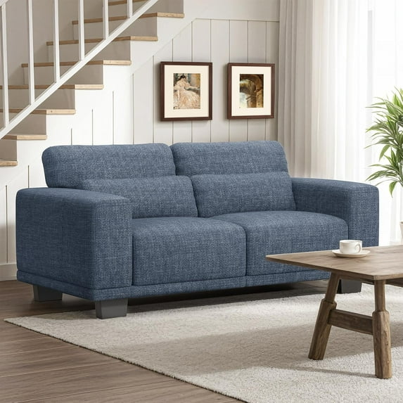 65" Loveseat Sofa, Love Seat for Living Room, Comfy Couch with Deep Seats and Wide Armrests, Sofa Couch with Supportive Cushion and Sturdy Frame, Easy to Clean with Removable Covers, Blue