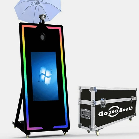 GO360BOOTH 65"Magic Mirror Photo Booth Machine-43Touch Screen-Round Fill Light with Flight Case for Every Parties and Events