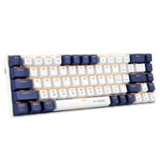 65% Mechanical Gaming Keyboard, E-YOOSO Z-686 Wired 68 Keys Keyboard, Clicky Blue Switches, Led Backlit, Detachable Cable, Separate Arrow Keys - White/Blue