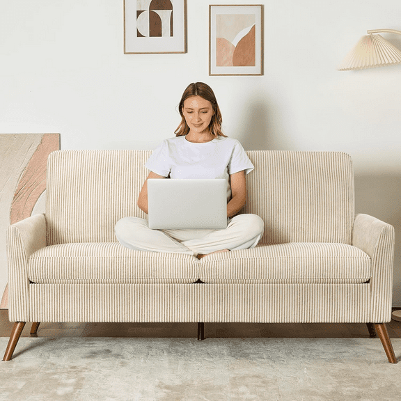 65" Mid Century Modern Small Couches for Small Spaces Love Seat , Sofa Couches for Living Room, Apartment, Bedroom