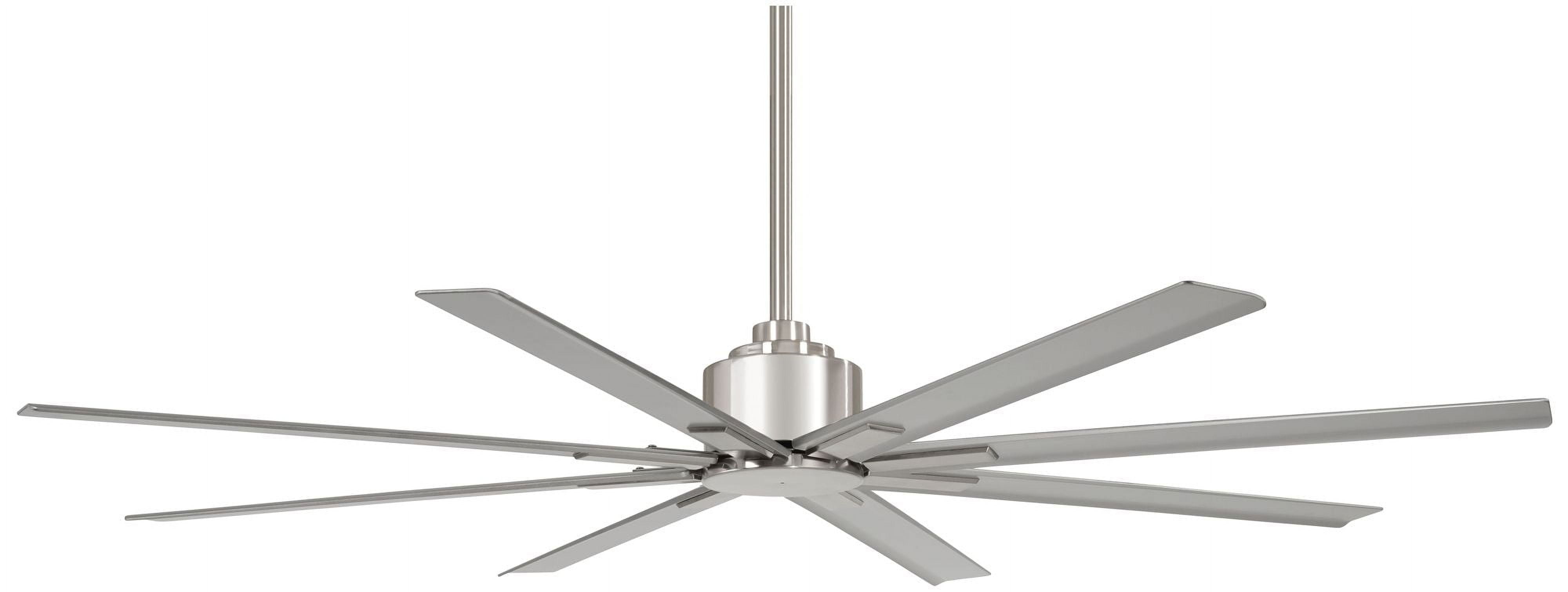 65" Brushed Nickel 8-Blade Outdoor Ceiling Fan with Remote