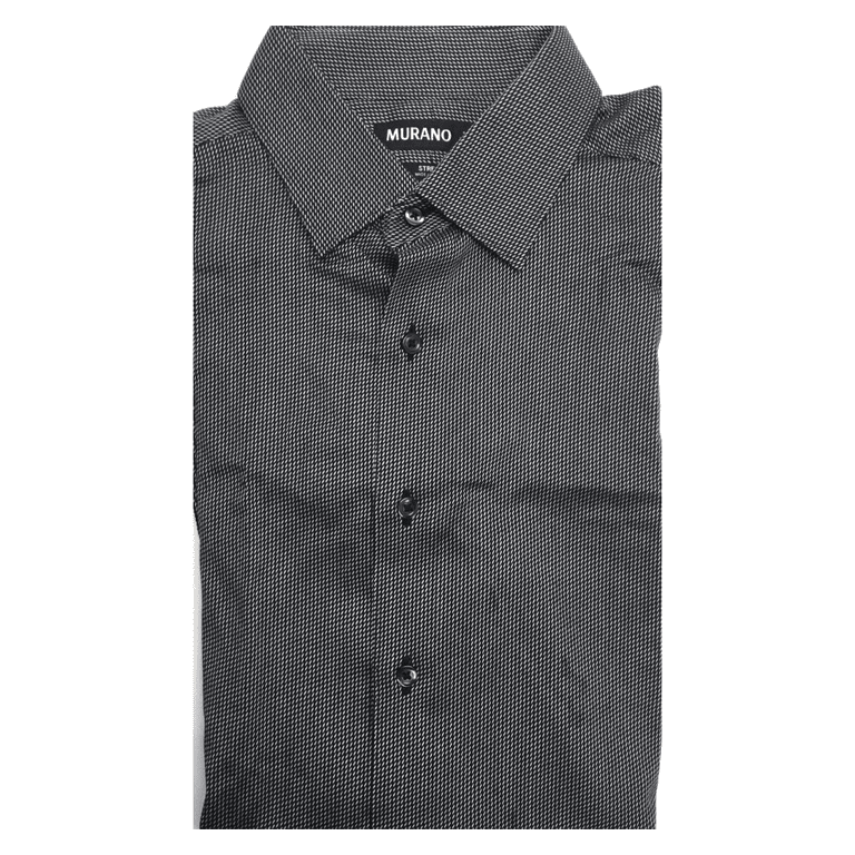 65 Murano Collezione Slim Fit Long Sleeve Shirt Cotton Black Size