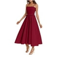 thumbnail image 1 of Up to 65% Off! Fmbrln Womens Summer Adjustable Spaghetti Strap Dress Fashion Sleeveless Square Neck Smocked Patchwork Flowy Midi Dress Beach A Line Sundress, 1 of 5