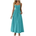 thumbnail image 1 of Up to 65% Off! Fmbrln Womens Summer Adjustable Spaghetti Strap Long Dress Casual Sleeveless Smocked Patchwork Flowy Maxi Dress with Pockets Vacation Beach Sundress, 1 of 5