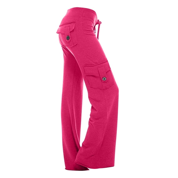 Up to 65% Off! Fmbrln Womens Summer Multipockets Cargo Pants Fashion Casual High Stretch Drawstring Elastic Waist Wide Leg Yoga Pants Workout Athletic Pants