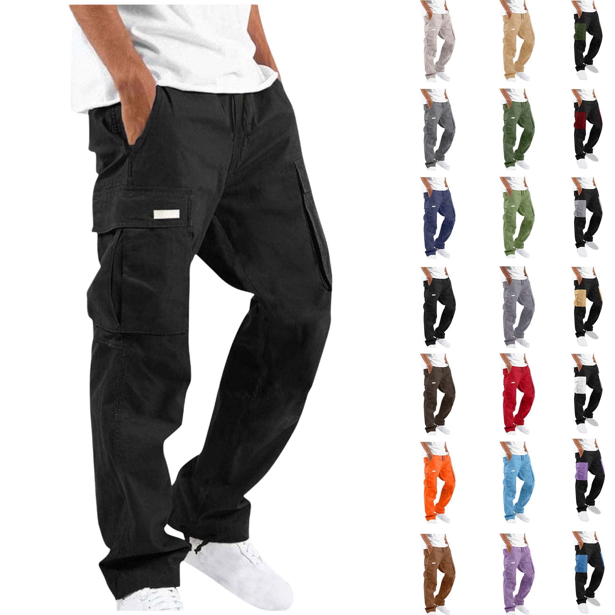 Up to 65% Off, Mens Sports And Leisure Running Fast Drying Loose And Breathable Solid Color Drawstring Outdoor Fitness Pants Sport Cargo Pants Fashionable