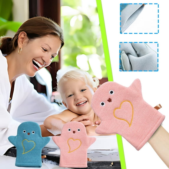 mtvxesu Muslin Bath Gloves For Kids, Spa Shower Gloves, Children鈥橲 Wash Cloths, Baby Bath Mittens, Gentle Exfoliating Gloves For Sensitive Skin, Hotel And Camping Essential, Soft Bathi