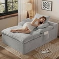 thumbnail image 1 of 65" Oversized Indoor Chaise Lounge Chair, Boneless Double Layer Side Pocket Chaise with 3 Pillows, Cloud Corduroy Sofa Bed, No Assembly Required, Light Grey, 1 of 8