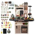 thumbnail image 1 of 65 PCS Large Pretend Play Kitchen Toy Set for Kids with Real Lights and Cooking Sounds, Steam, Play Sink with Running Water, Cut Play Food, Menu Board and Accessory Play Set, 1 of 11
