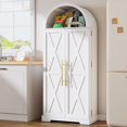 65'' Pantry Cabinet Freestanding Kitchen Storage with Arched Top, 3 ...