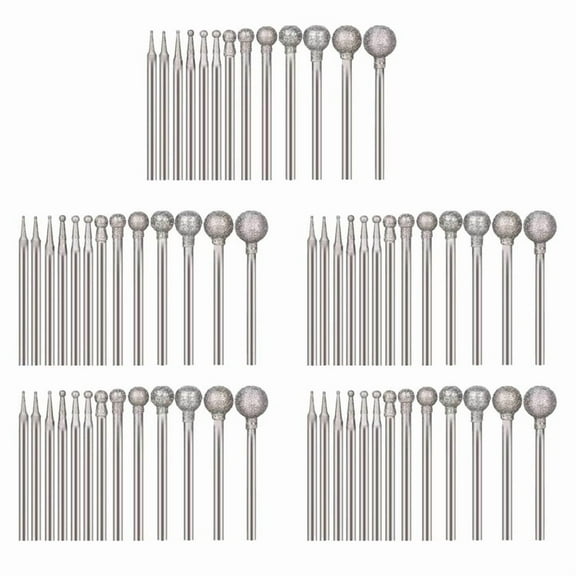 65 Pcs Ball Shape Diamond Burr Diamond Mounted Grinding Burs Stone Carving Set with 3/32 Inch Mandrel for Rotary Tools